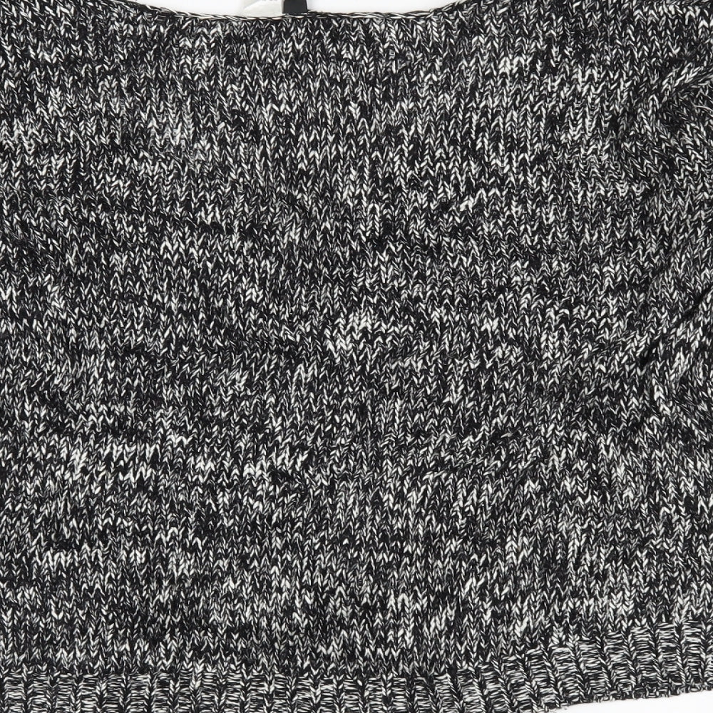 H&M Womens Black Herringbone  Full Zip Jumper Size 8