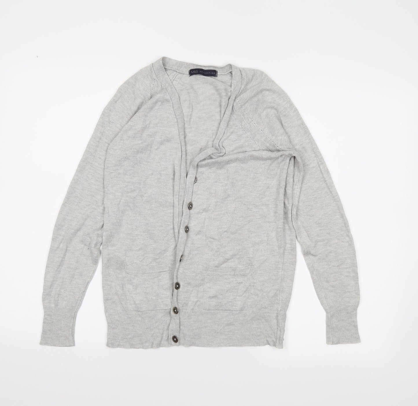 M&S Womens Grey   Cardigan Jumper Size 10
