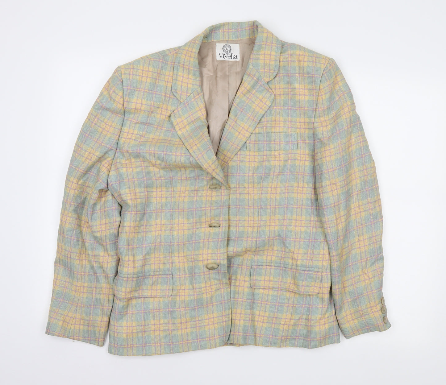 Viyella Womens Green Plaid  Jacket Blazer Size 12