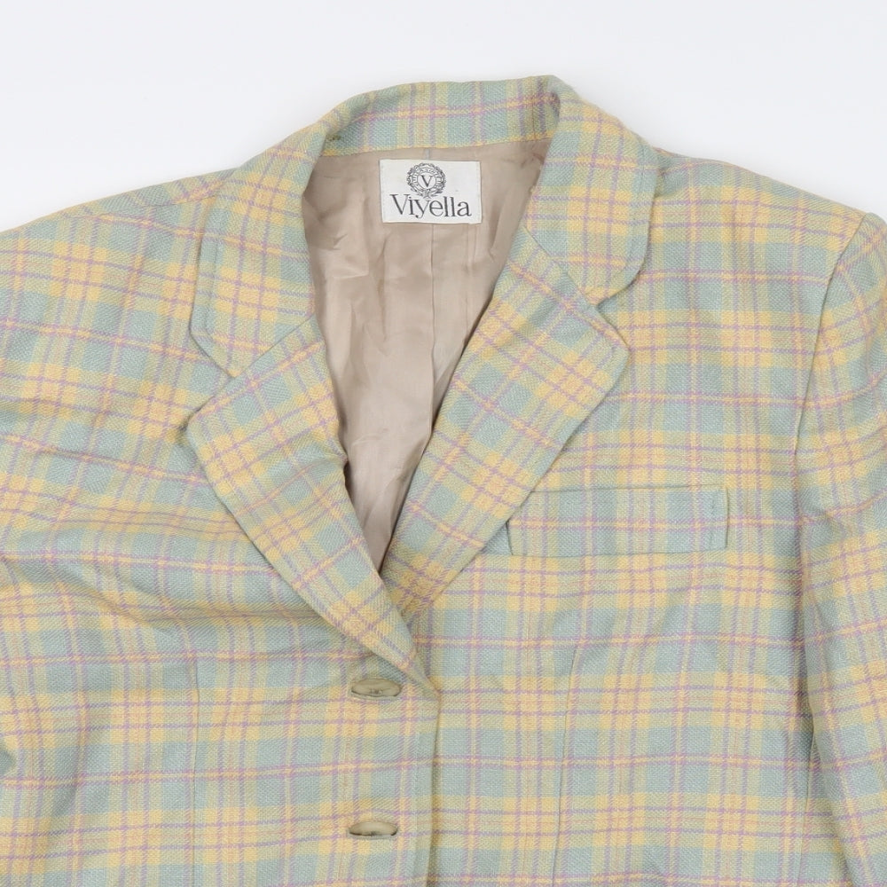 Viyella Womens Green Plaid  Jacket Blazer Size 12