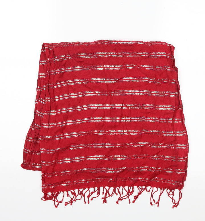 Preworn Womens Red Striped Shawl/Wrap