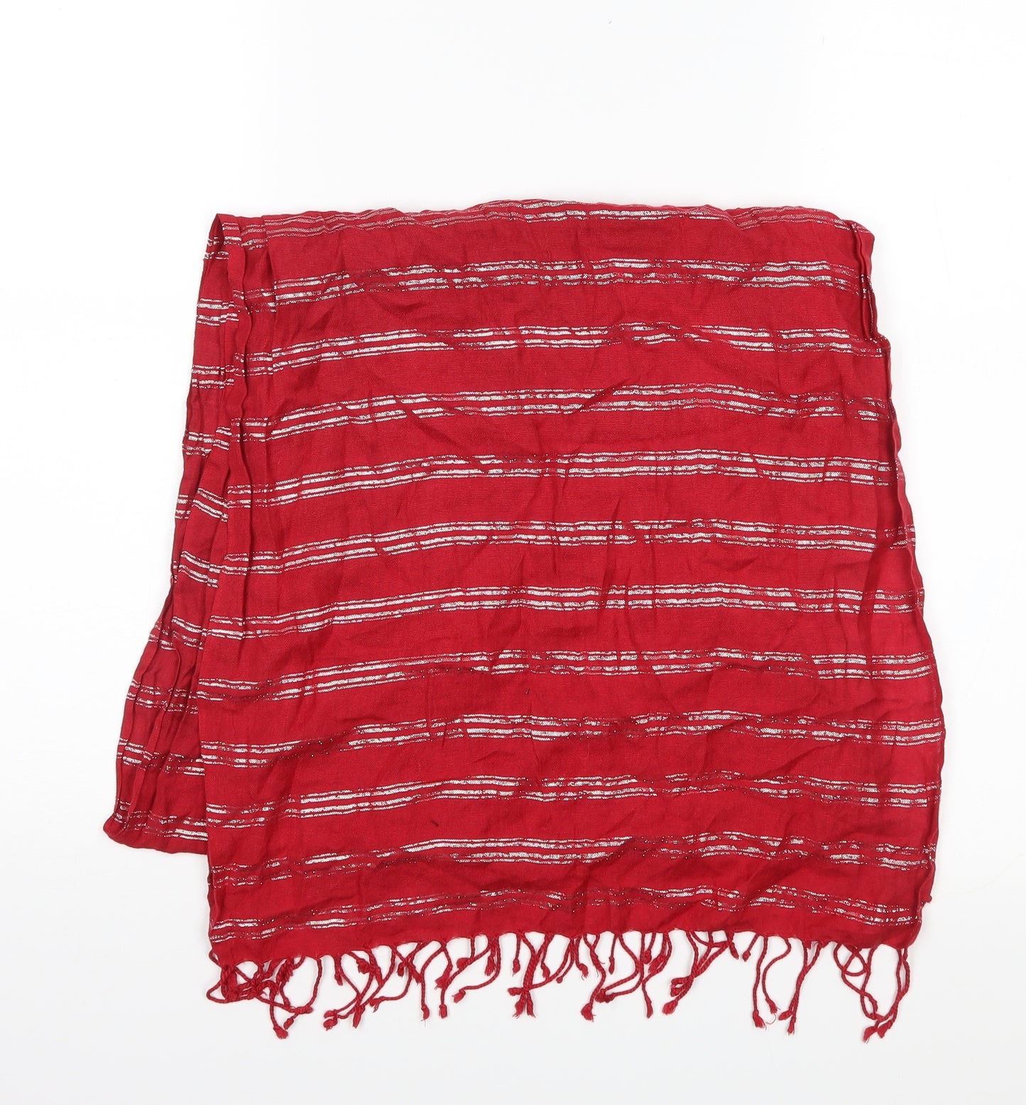 Preworn Womens Red Striped   Shawl/Wrap