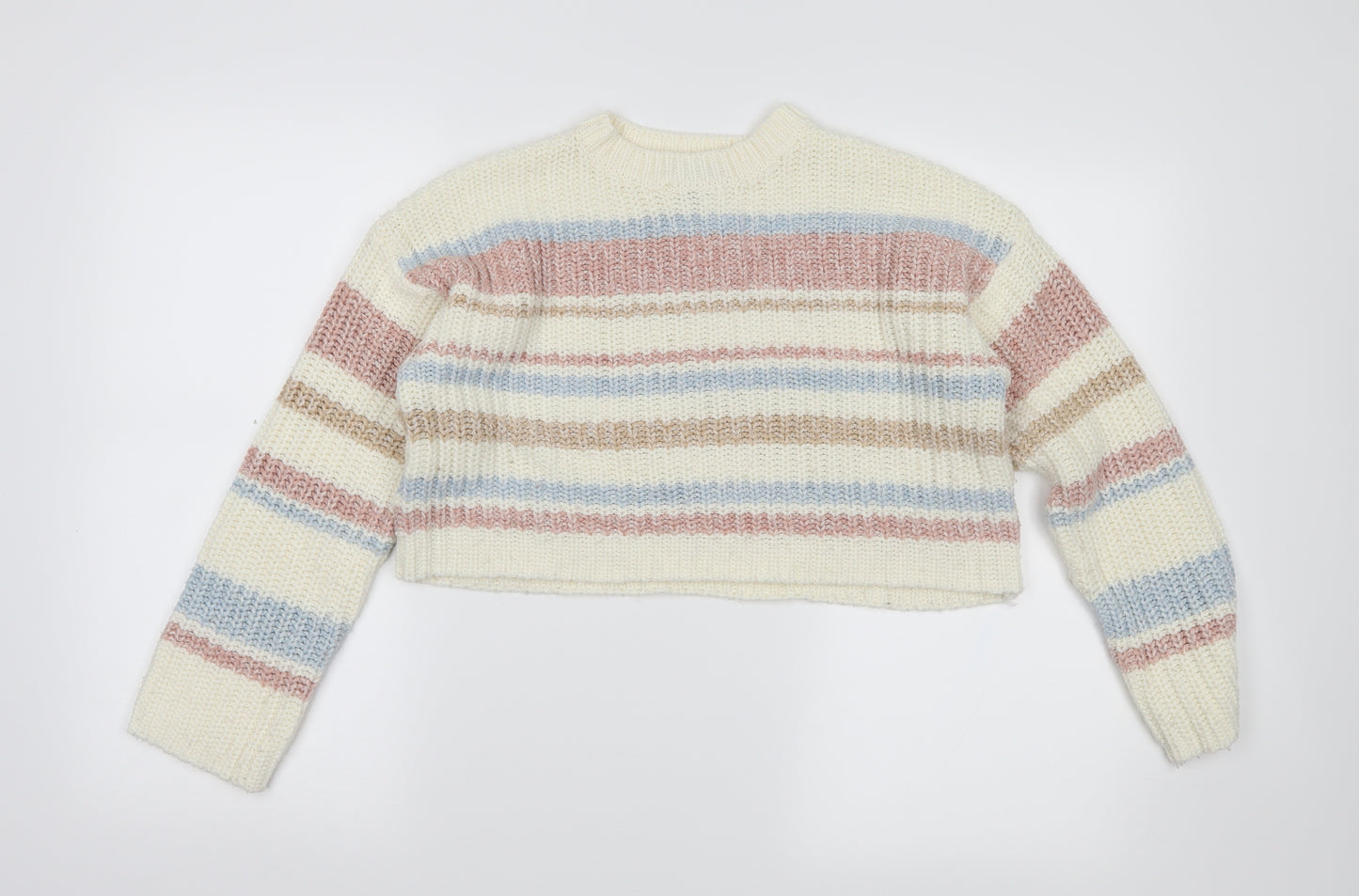 newlook Girls Ivory Striped  Shrug Jumper Size 10-11 Years