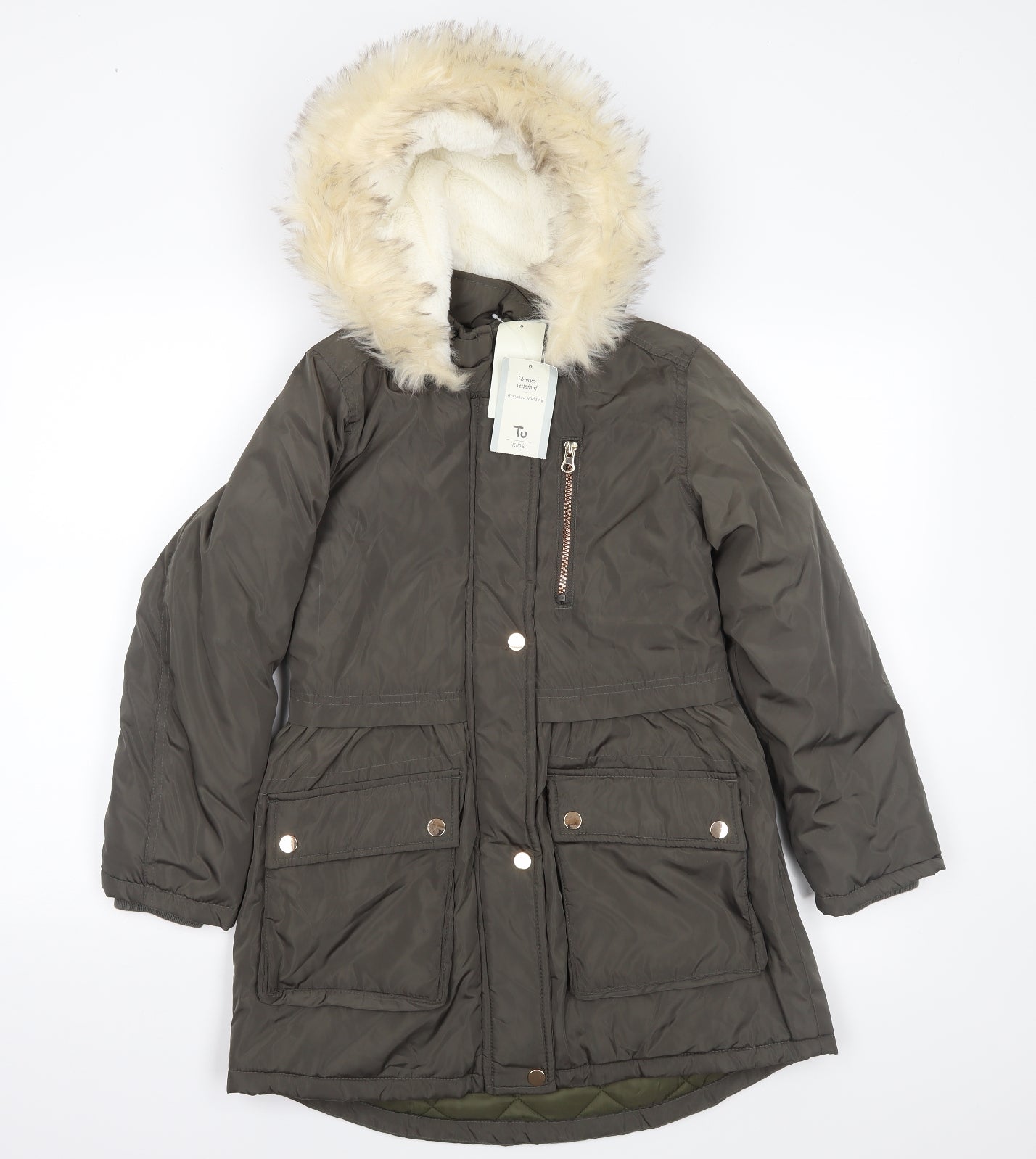 TU Girls Green   Parka Coat Size 9-10 Years
