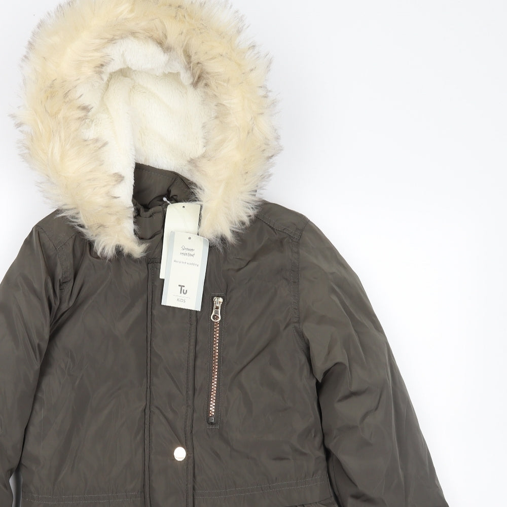 TU Girls Green   Parka Coat Size 9-10 Years