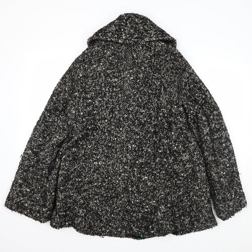 NEXT Womens Black Herringbone  Overcoat Coat Size 10