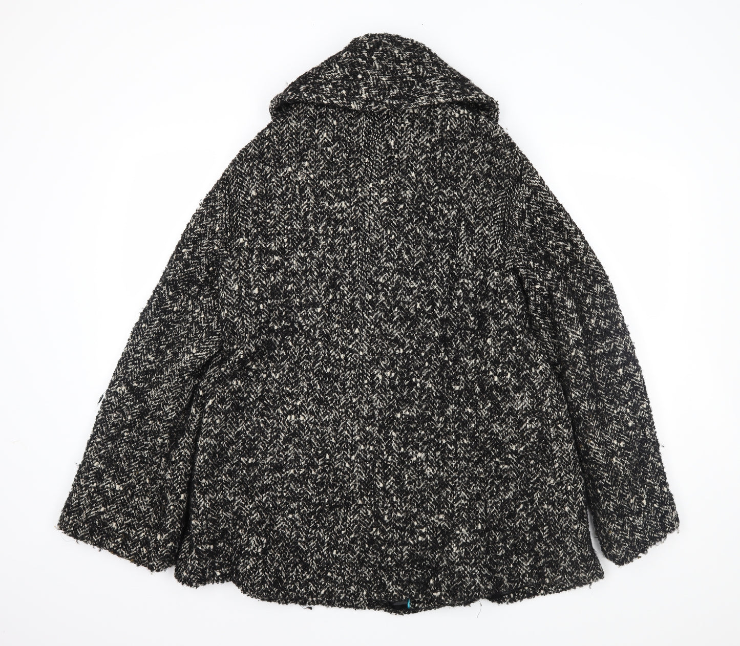 NEXT Womens Black Herringbone  Overcoat Coat Size 10