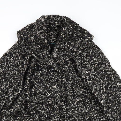 NEXT Womens Black Herringbone  Overcoat Coat Size 10