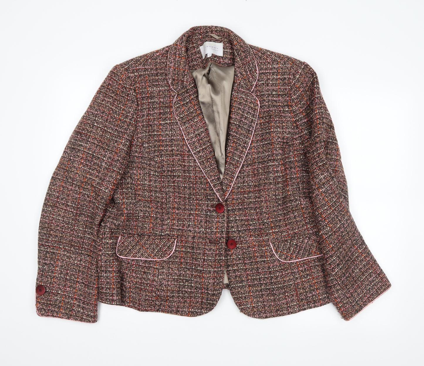 Autonomy Womens Brown Striped  Jacket Blazer Size 18
