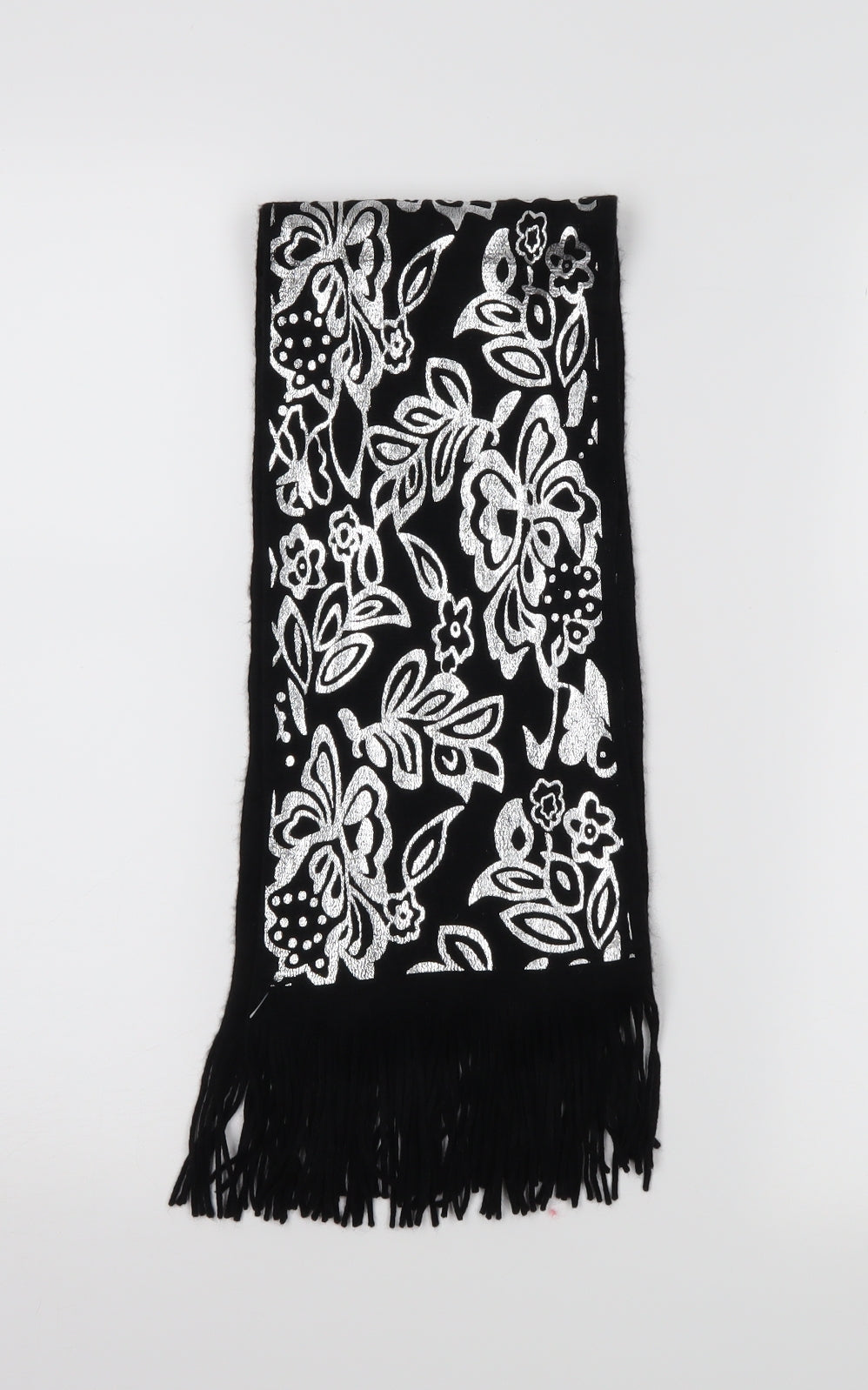 Preworn Womens Black Floral   Scarf