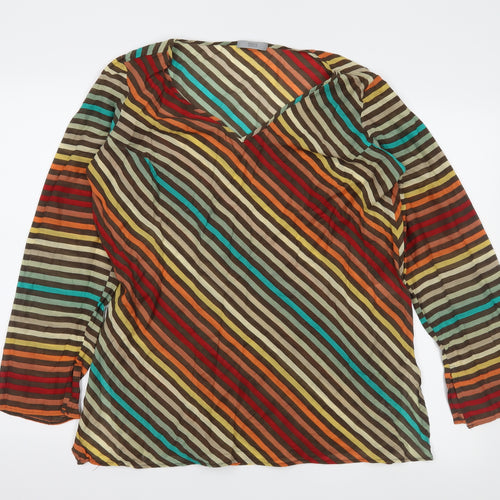 Marks and Spencer Womens Brown Striped  Basic Blouse Size 18  - Beach Top