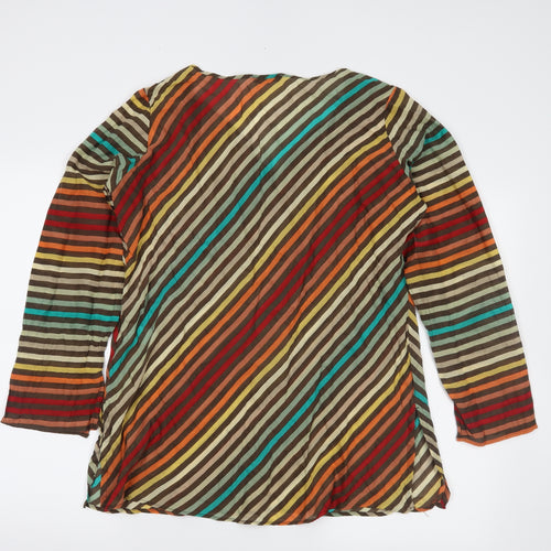 Marks and Spencer Womens Brown Striped  Basic Blouse Size 18  - Beach Top
