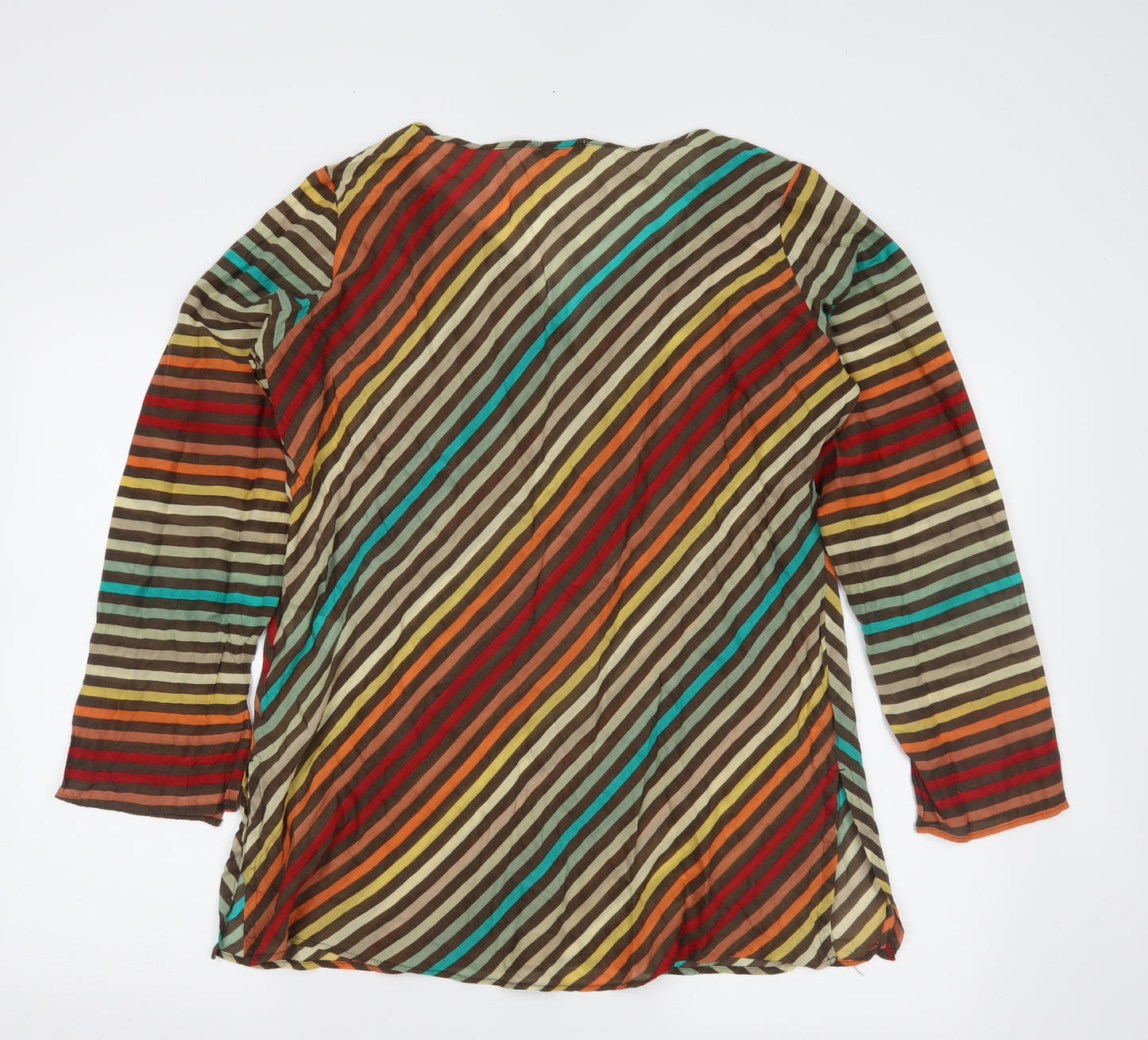Marks and Spencer Womens Brown Striped  Basic Blouse Size 18  - Beach Top