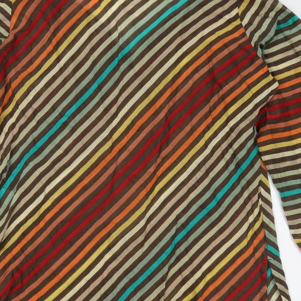 Marks and Spencer Womens Brown Striped  Basic Blouse Size 18  - Beach Top