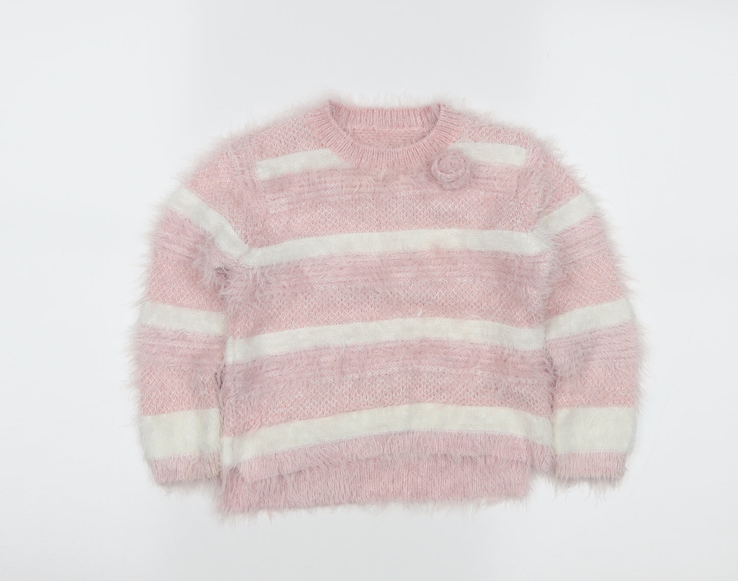 Preworn  Pink Striped  Pullover Jumper Size 18-24 Months
