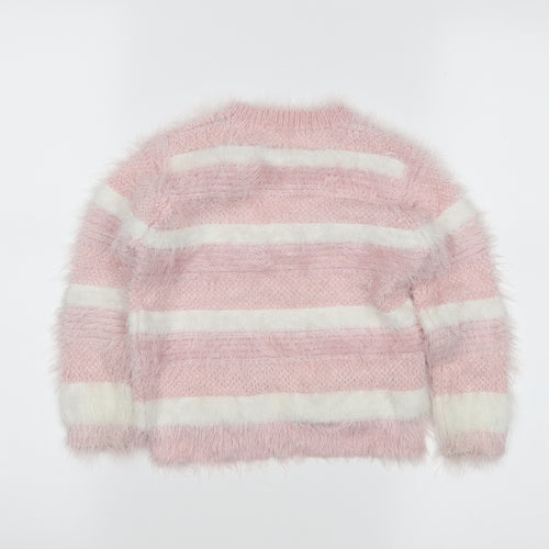 Preworn  Pink Striped  Pullover Jumper Size 18-24 Months