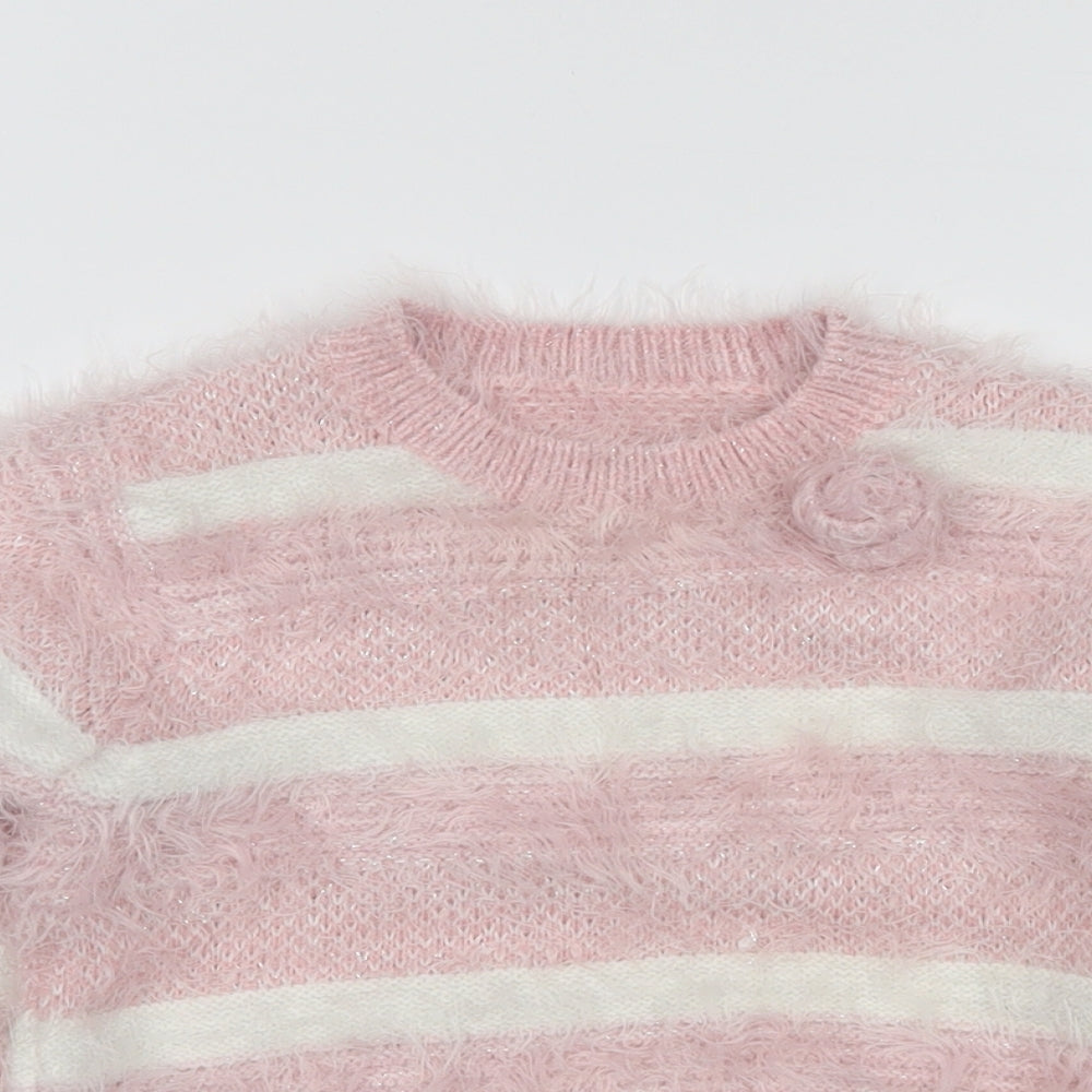 Preworn  Pink Striped  Pullover Jumper Size 18-24 Months