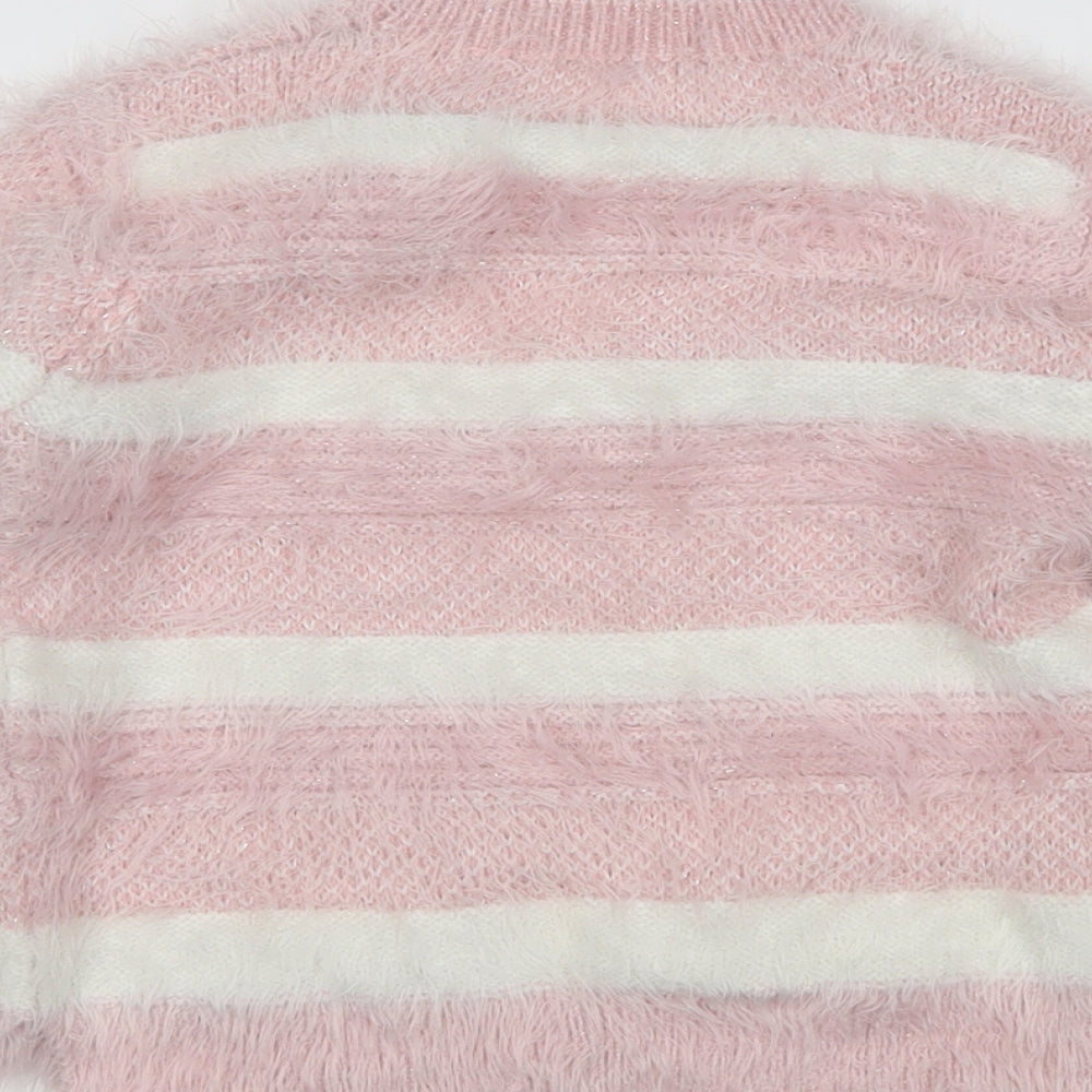 Preworn  Pink Striped  Pullover Jumper Size 18-24 Months