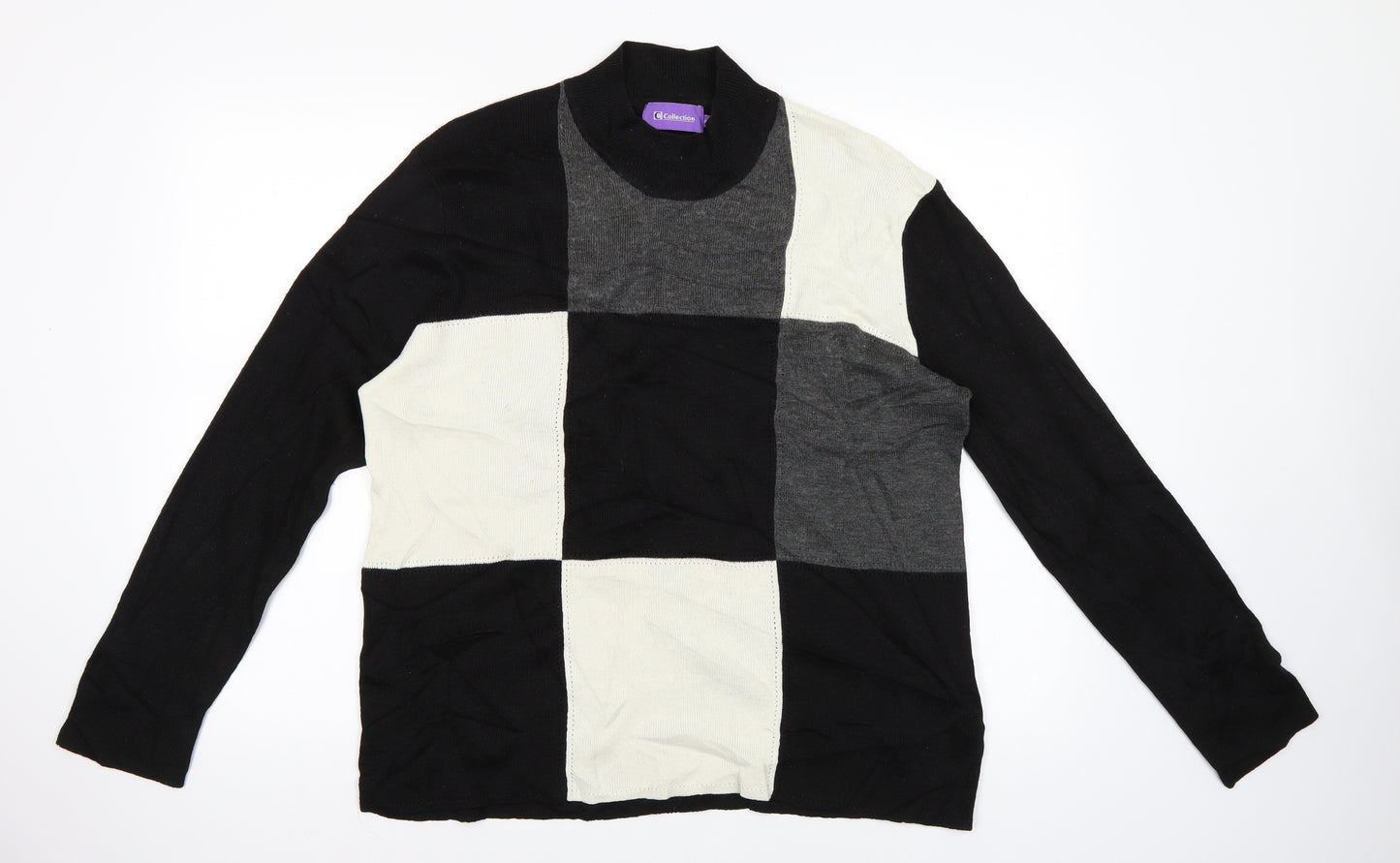 Collection Womens Black Geometric  Pullover Jumper Size 22