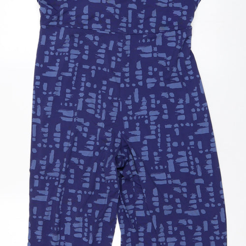 Halston Womens Blue Polka Dot  Jumpsuit One-Piece Size M