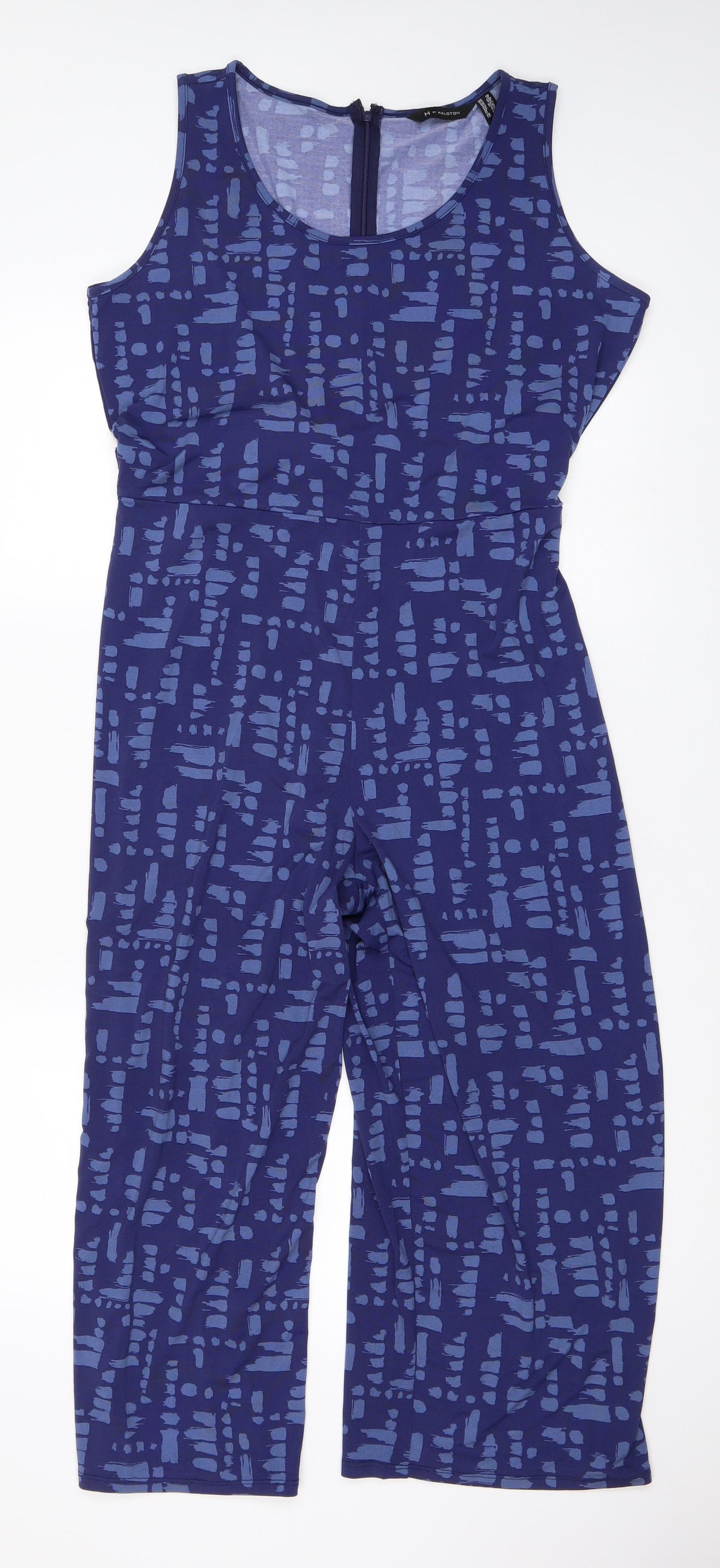 Halston Womens Blue Polka Dot  Jumpsuit One-Piece Size M