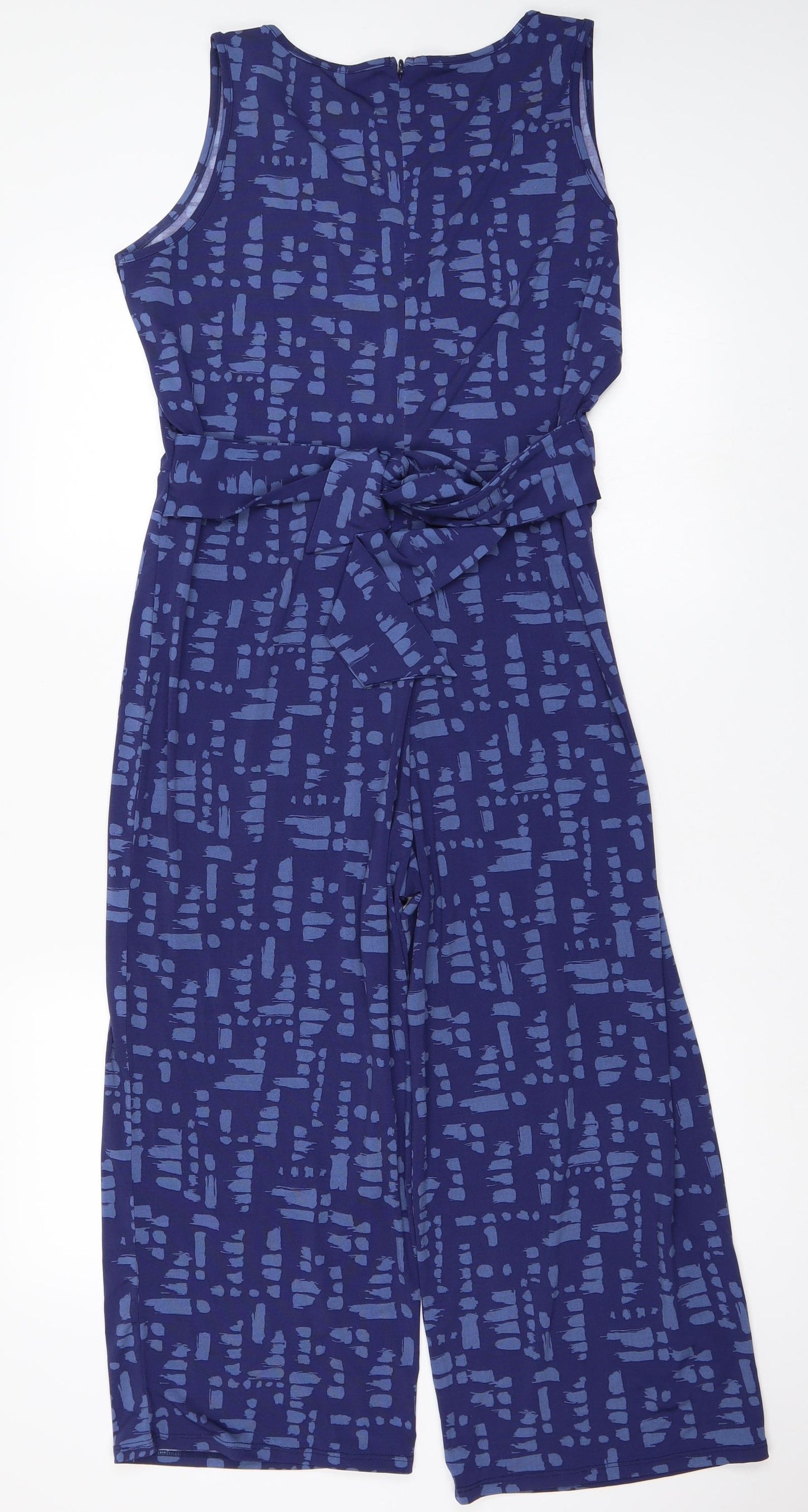 Halston Womens Blue Polka Dot  Jumpsuit One-Piece Size M