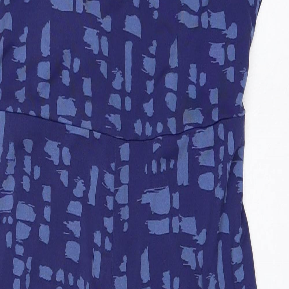 Halston Womens Blue Polka Dot  Jumpsuit One-Piece Size M