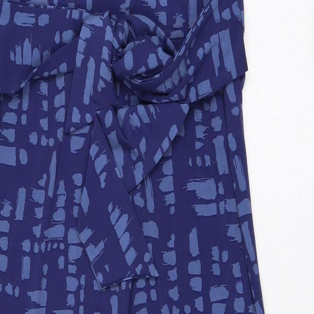 Halston Womens Blue Polka Dot  Jumpsuit One-Piece Size M