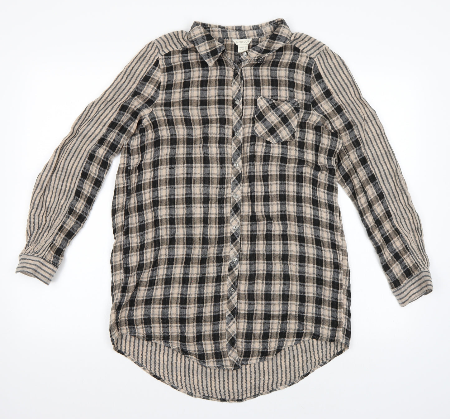 Monsoon Womens Brown Check  Basic Button-Up Size 12