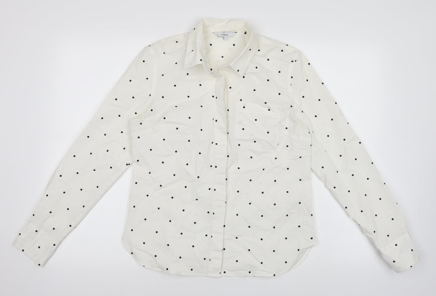 NEXT Womens White Polka Dot  Basic Button-Up Size 10