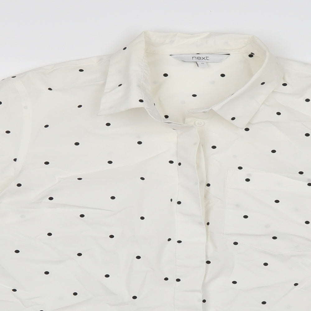 NEXT Womens White Polka Dot  Basic Button-Up Size 10