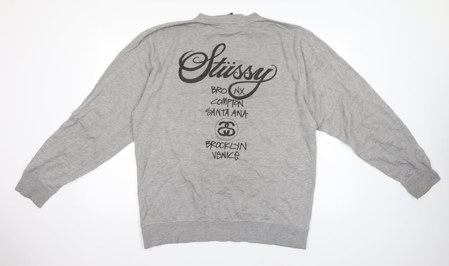 Stussy Mens Grey   Pullover Sweatshirt Size XL