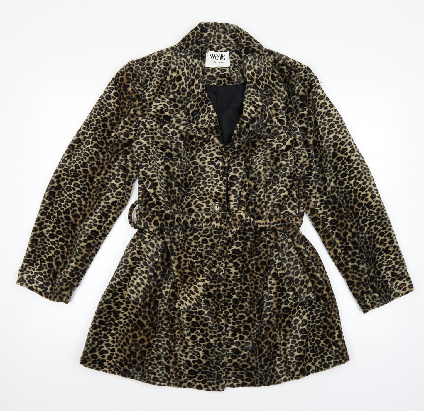 Wallis Womens Brown Animal Print  Trench Coat Coat Size 10