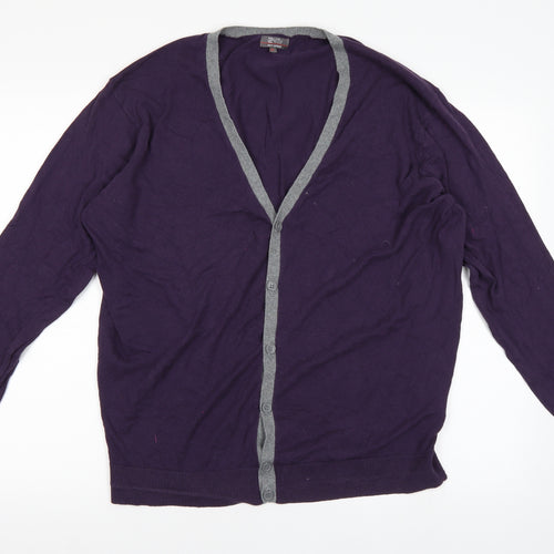 Jeff Banks Mens Purple   Cardigan Jumper Size XL
