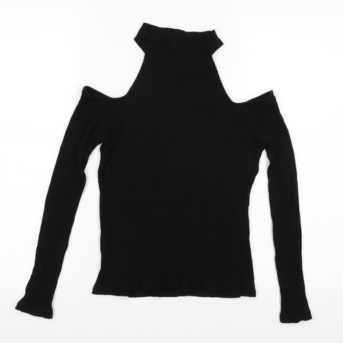River Island Womens Black   Basic T-Shirt Size 12  - Cold Shoulder