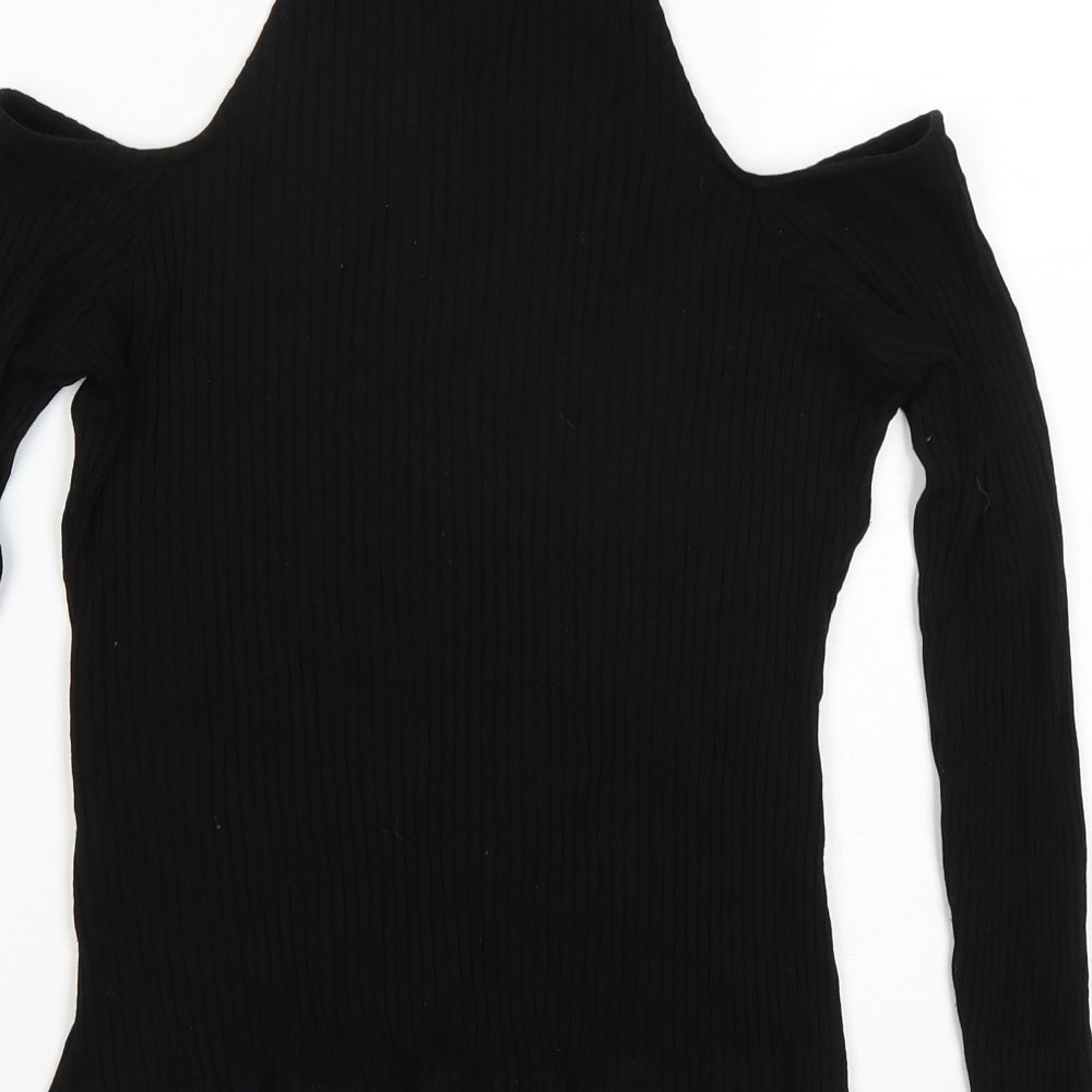 River Island Womens Black   Basic T-Shirt Size 12  - Cold Shoulder