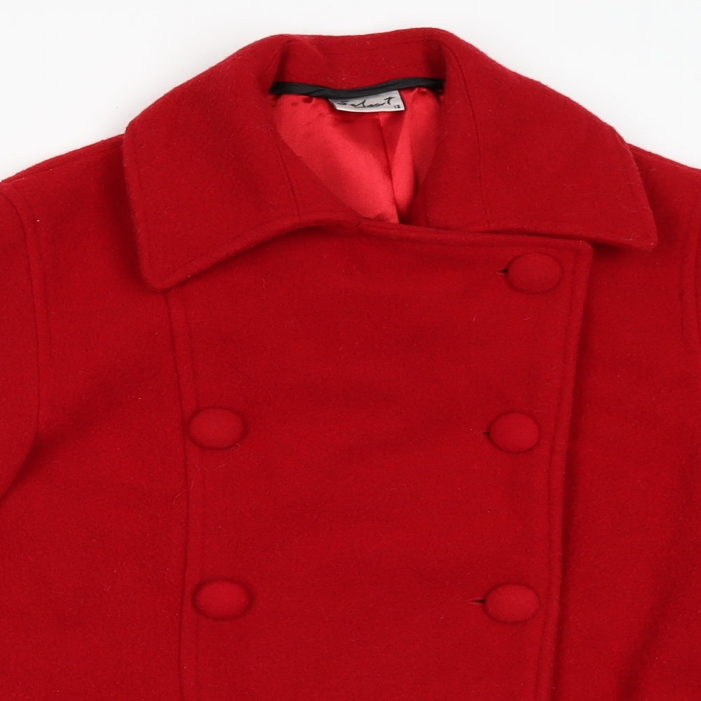Select Womens Red   Pea Coat Coat Size 12