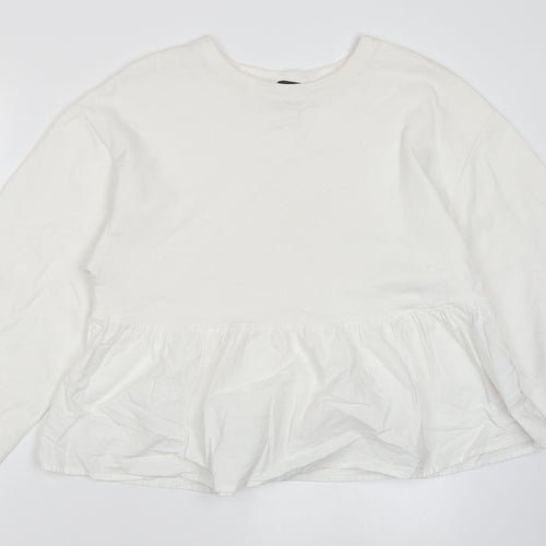 Primark Womens White   Pullover Sweatshirt Size 10  - Peplum