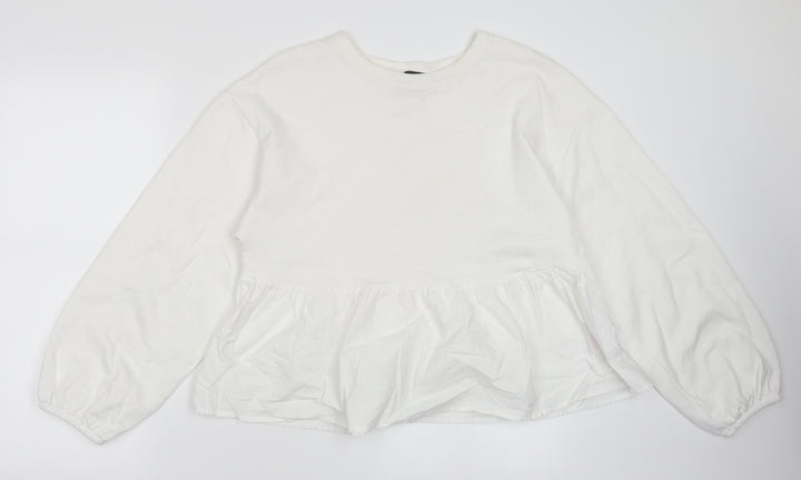 Primark Womens White   Pullover Sweatshirt Size 10  - Peplum