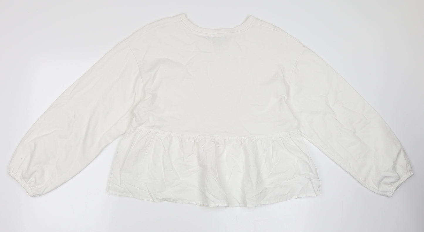 Primark Womens White   Pullover Sweatshirt Size 10  - Peplum