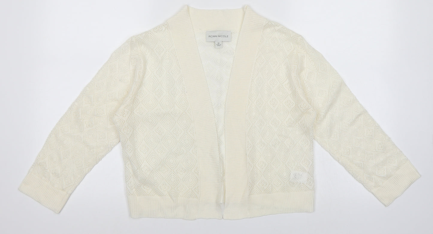 Ronni Nicole Womens White   Cardigan Jumper Size M