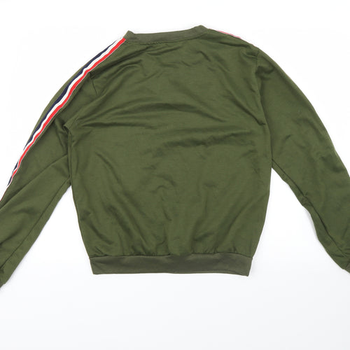 Liranmel Womens Green Striped  Pullover Sweatshirt Size 2XL  - stripe on sleeves