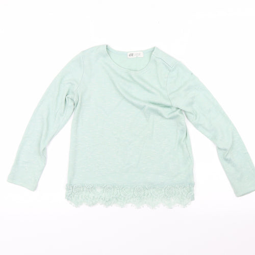 H&M Girls Green   Pullover Jumper Size 7-8 Years
