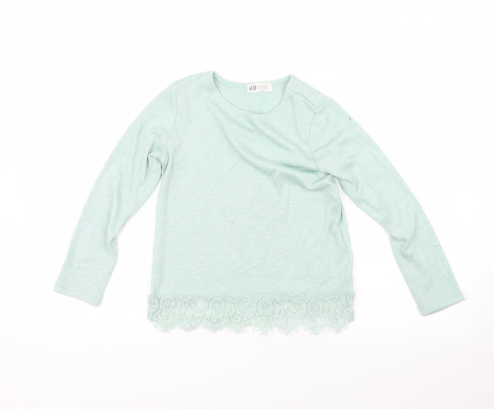 H&M Girls Green   Pullover Jumper Size 7-8 Years