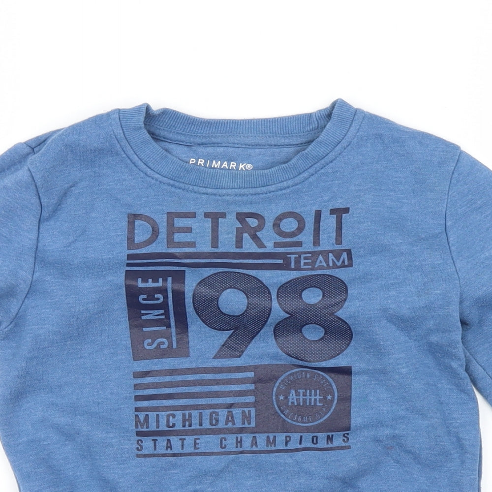 Primark Boys Blue   Pullover Sweatshirt Size 3-4 Years  - michigan