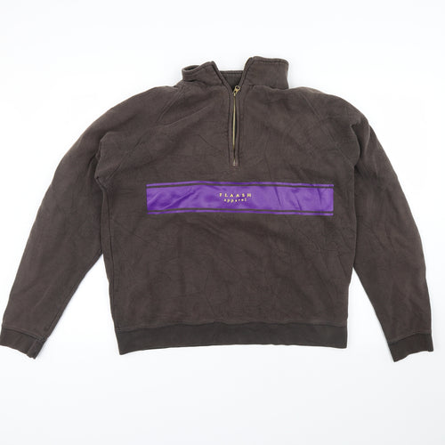flaash apparel Mens Brown   Full Zip Sweatshirt Size L  - logo