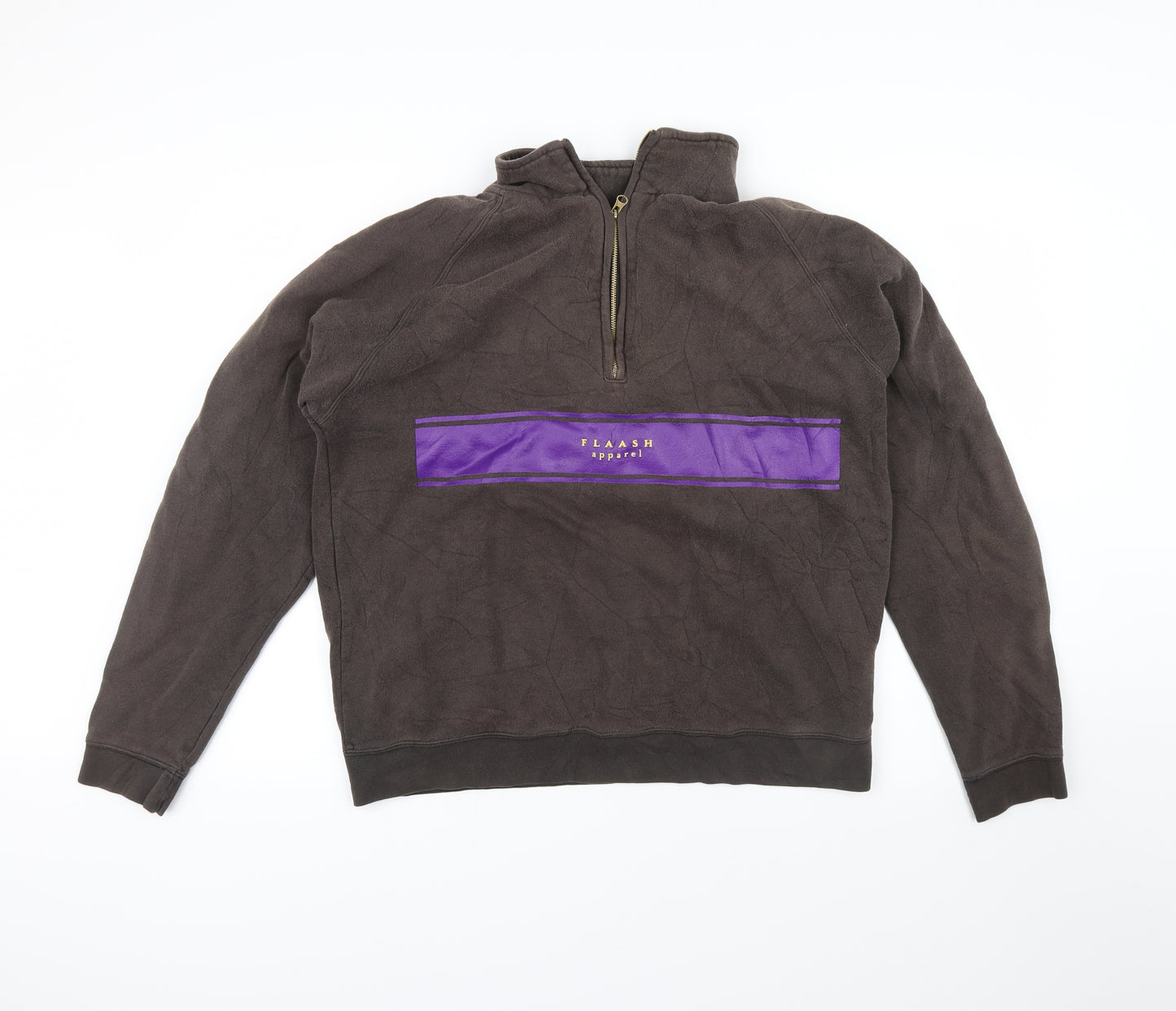 flaash apparel Mens Brown   Full Zip Sweatshirt Size L  - logo