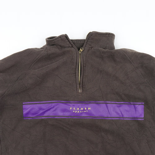 flaash apparel Mens Brown   Full Zip Sweatshirt Size L  - logo