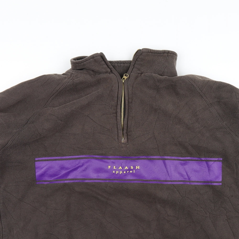 flaash apparel Mens Brown   Full Zip Sweatshirt Size L  - logo