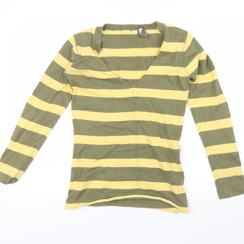 Mexx Womens Yellow Striped  Pullover Jumper Size XS